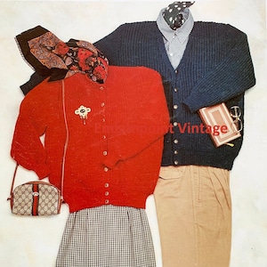 Classic Elegance Strickmuster 7 Rowan: Unisex Gender Neutral Nonbinary Fisherman’s Rib Strickjacke mit Rund- oder V-Ausschnitt.