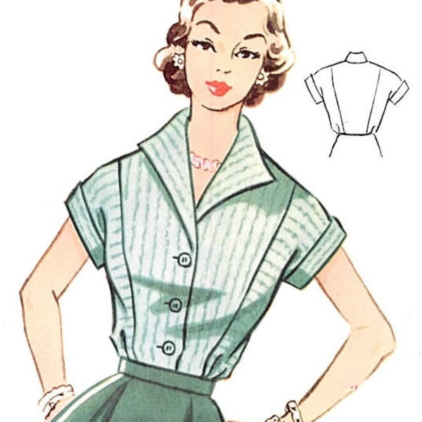Plus Size (or any size) Vintage 1950s Blouse Pattern - PDF - Pattern No 100 Jennifer
