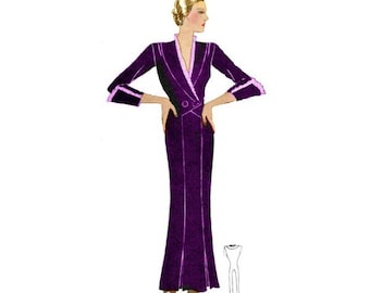 Plus Size (eller valfri storlek) Vintage 1934 Klänning Mönster - PDF - Mönster 1582 Allene 1930-talet 30-talsmönster Direkt Nedladdning
