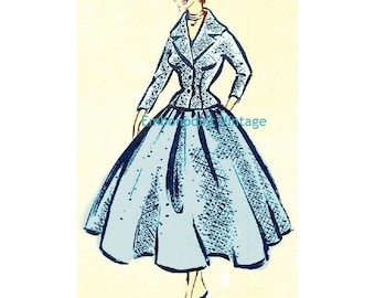 Plus Size (or any size) Vintage 1949 Skirt Suit Sewing Pattern - PDF - Pattern No 59 Melba