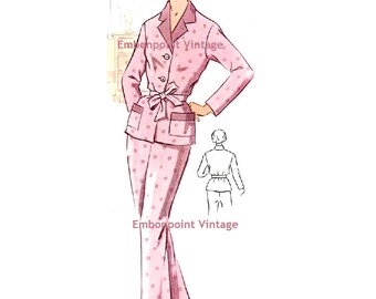 Plus Size (or any size) Vintage 1950s Pyjama Pants Pattern - PDF - Pattern 223b Holly Pyjama Pants