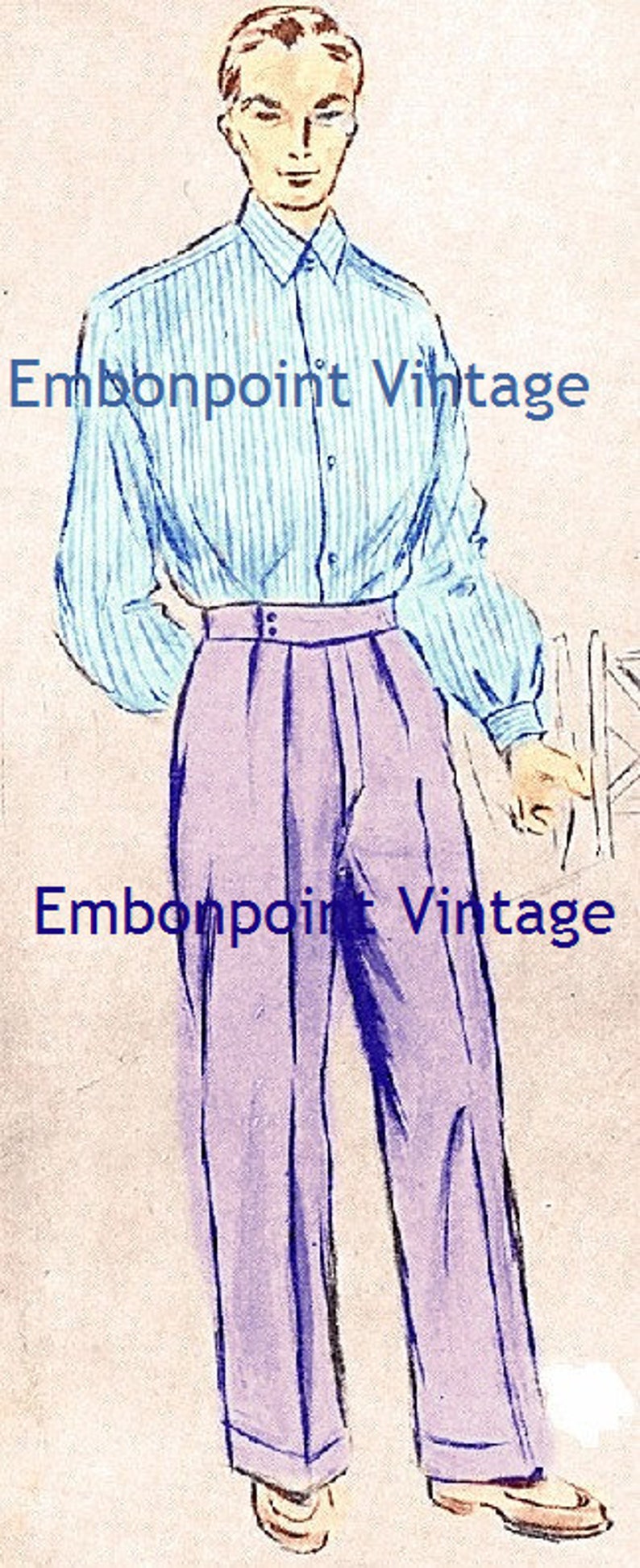 1950s Sewing Patterns | Dresses, Skirts, Tops, Mens Plus Size (or any size) Vintage 1949 Mens Shirt Sewing Pattern - PDF - Pattern No 98a Kenny Shirt 1940s 40s 1950s 50s $7.26 AT vintagedancer.com