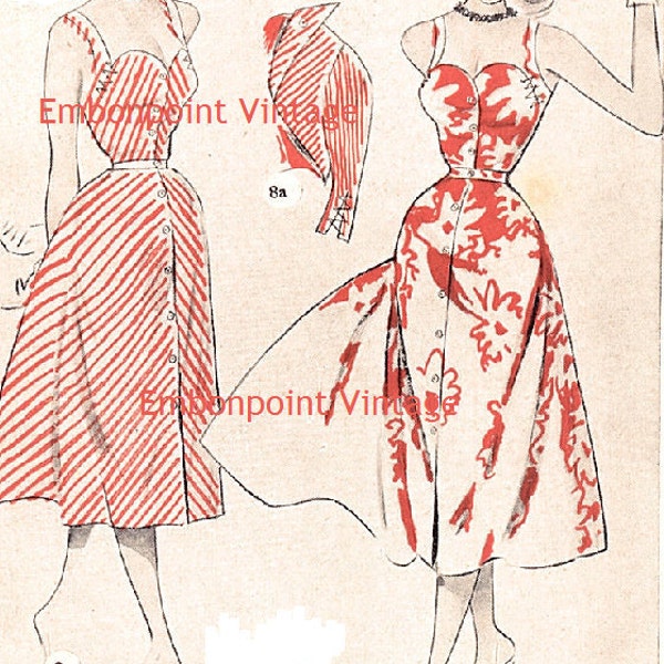 Plus Size (or any size) Vintage 1949 Dress & Bolero Sewing Pattern - PDF - Pattern No 8 9 Velma