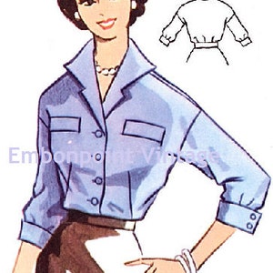 Plus Size or any size Vintage 1950s Blouse Pattern PDF Pattern No 96 Michelle image 2