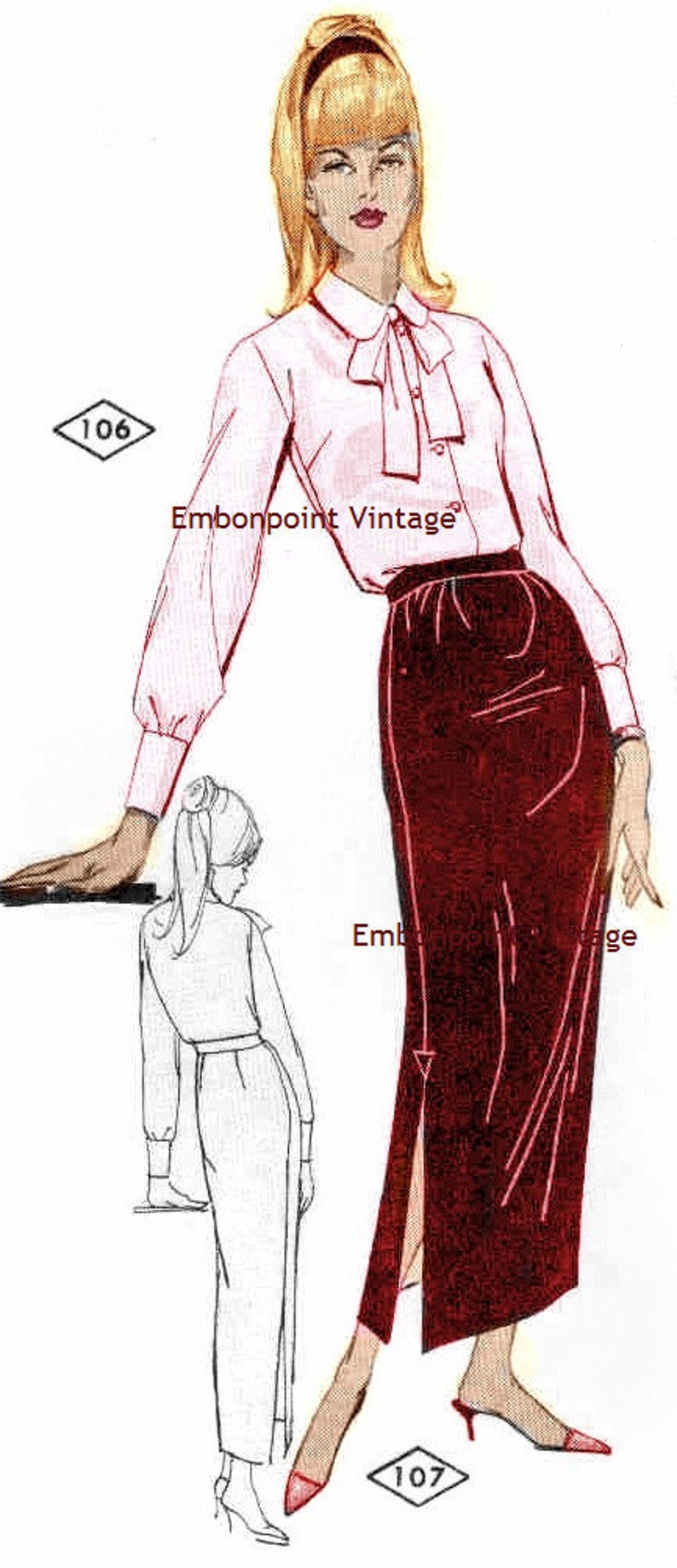 Plus Size or any size Vintage 1969 Skirt Pattern PDF Pattern No 107 Lesa Skirt image 3