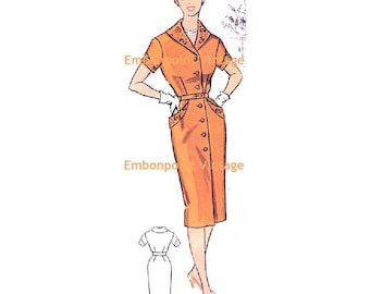 Plus Size (or any size) Vintage 1950s Womens Workwear Dress Pattern - PDF - Pattern No 83 Ellen