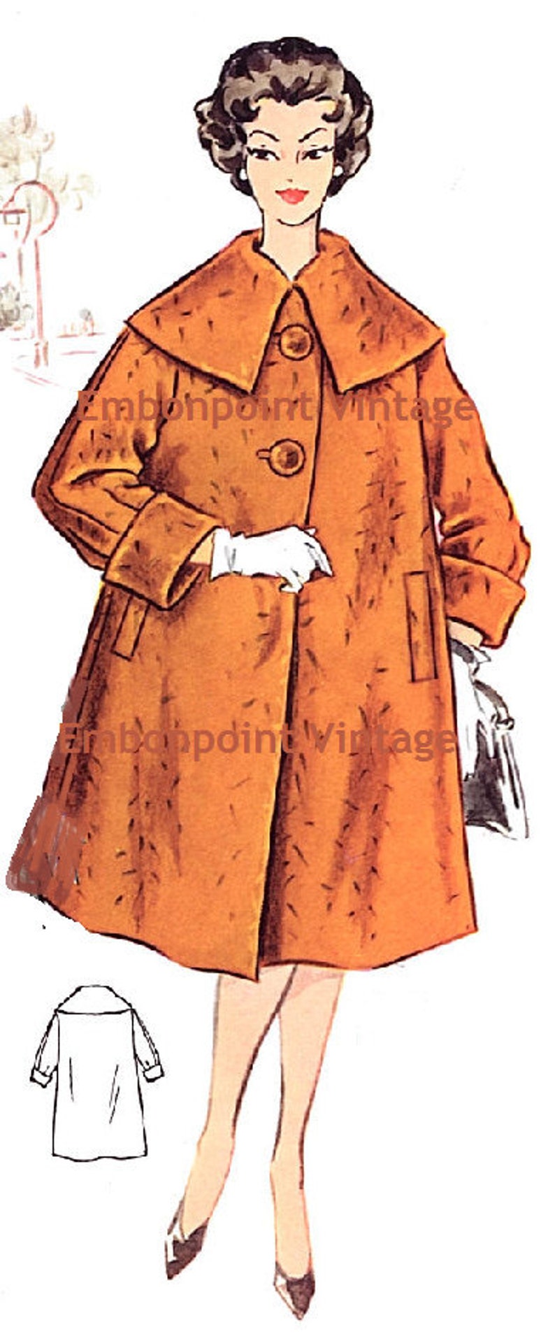 Plus Size or any size Vintage 1950s Swing Coat Pattern PDF Pattern No 88 Alice image 3