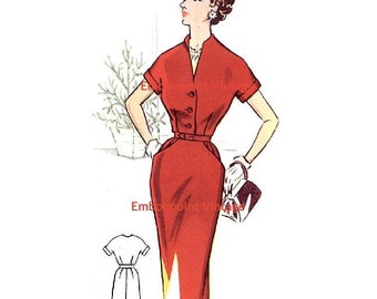 Plus Size (or any size) Vintage 1950s Dress Pattern - PDF - Pattern No 58 Diana