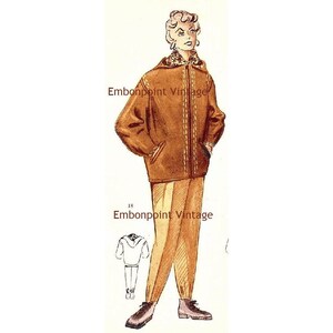 May include: A brown jacket with a fur collar and a zipper closure. The jacket has a hood and two pockets. The jacket is being modeled by a person with blonde hair. The text "Embonpoint Vintage" is visible on the image.