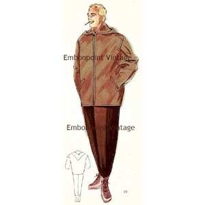May include: A brown hooded jacket with a zip fastening and two pockets. The jacket is worn over a pair of brown trousers. The model is wearing brown shoes. The text "Embonpoint Vintage" appears twice on the image.