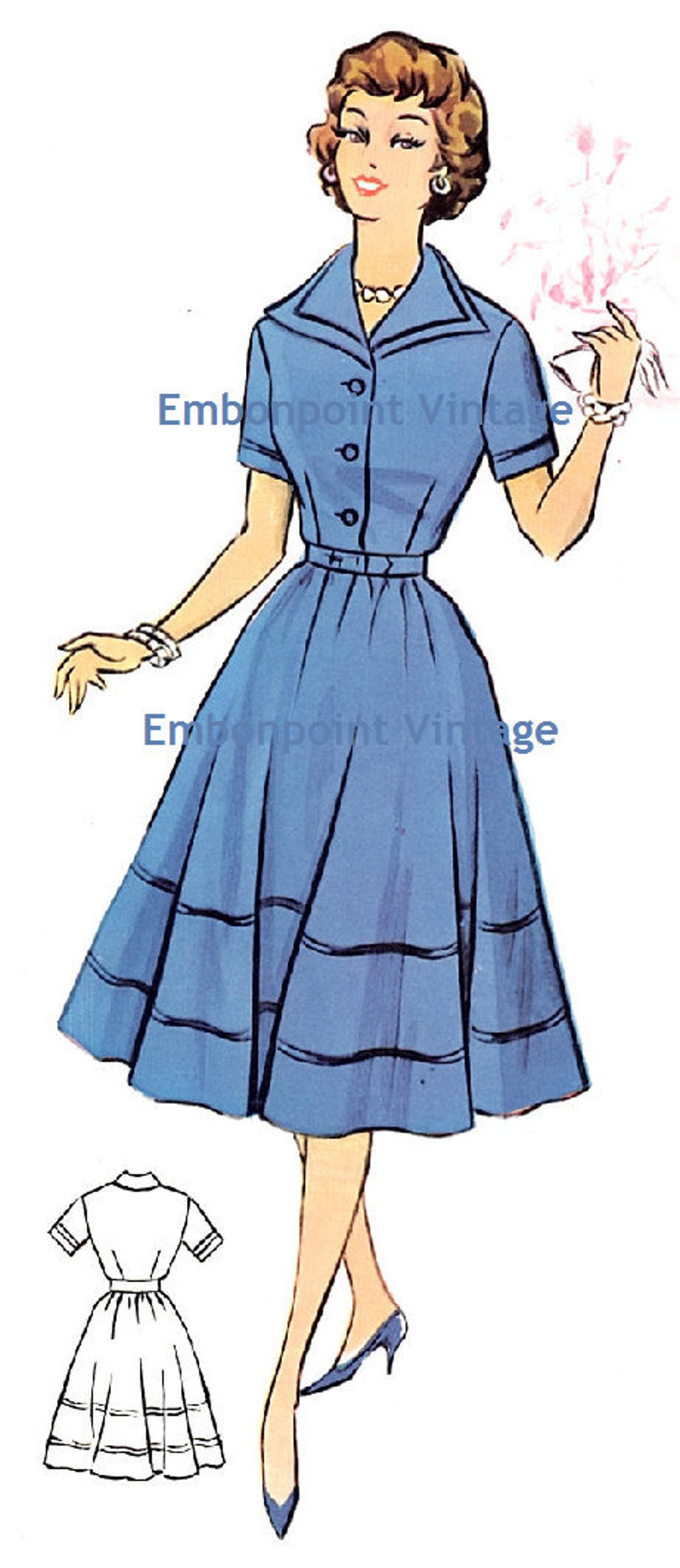 Plus Size or Any Size Vintage 1950s Dress Pattern PDF Etsy