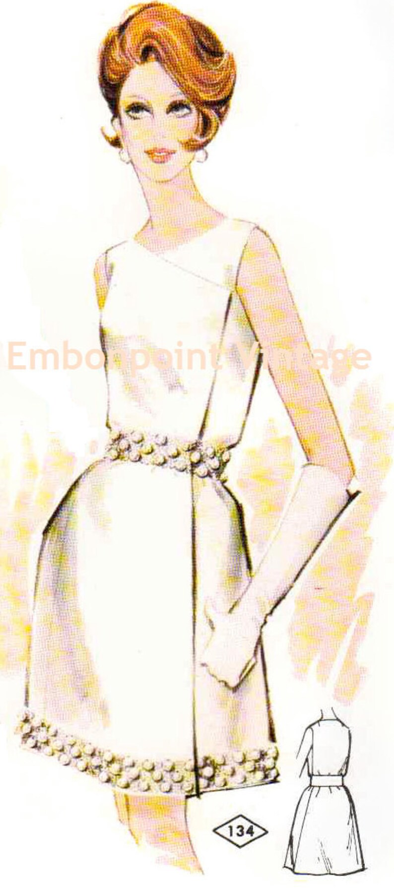 Plus Size or any size Vintage 1969 Dress Pattern PDF Pattern No 134 Jayne image 3