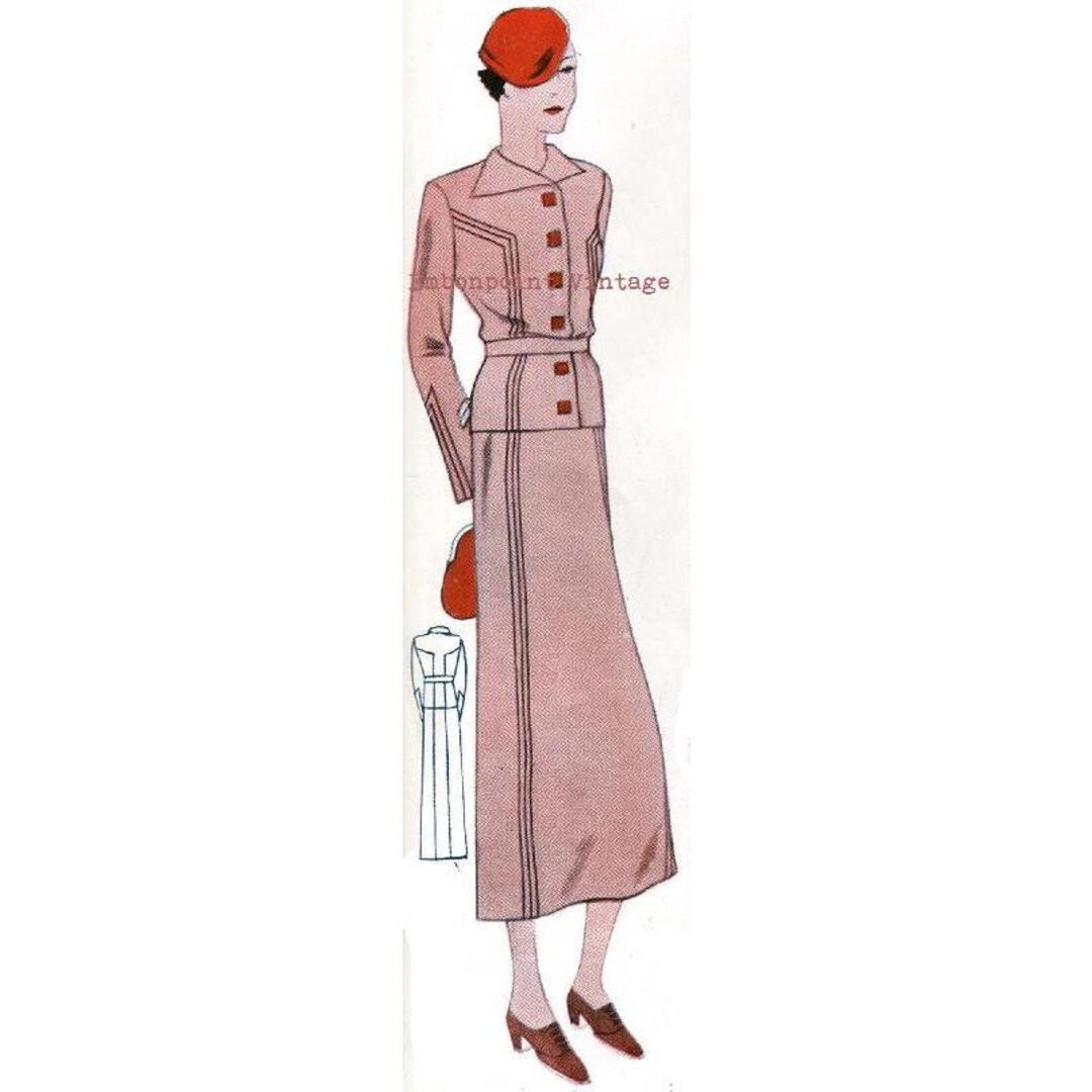 Plus Size (or Any Size) Vintage 1934 Dress Sewing Pattern - PDF ...