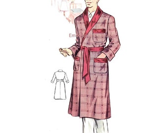 Plus Size (or any size) Vintage 1950s Men&#39;s Dressing Gown Pattern - PDF - Pattern No 186 Timothy