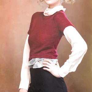 Vintage Boho Knitting Pattern Classic Cropped Jumper Sweater Long or Short Sleeves PDF Instant Download No 7 - Aria