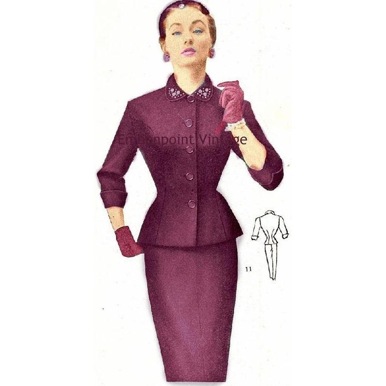 Plus Size or any size Vintage 1949 Suit Sewing Pattern PDF Pattern No 11 Lydia image 1