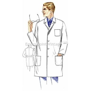 Plus Size (or any size) Vintage 1969 Men&#39;s Lab Coat Pattern - PDF - Pattern No 148 Bradley 1960s 60s