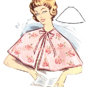 Plus Size (or any size) Vintage 1950s Sleep Jacket Pattern - PDF - Pattern No 218 Jackie Capelet
