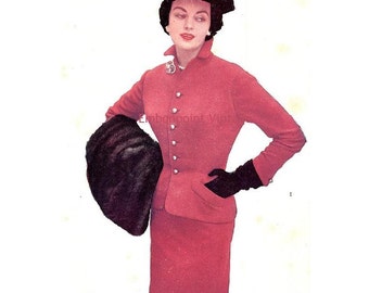 Plus Size (or any size) Vintage 1949 Suit Sewing Pattern - PDF - Pattern No 1 Agnes