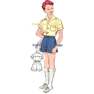 Plus Size (or any size) Vintage 1950s Boy&#39;s Shirt Pattern - PDF - Pattern No 170a Mark Shirt