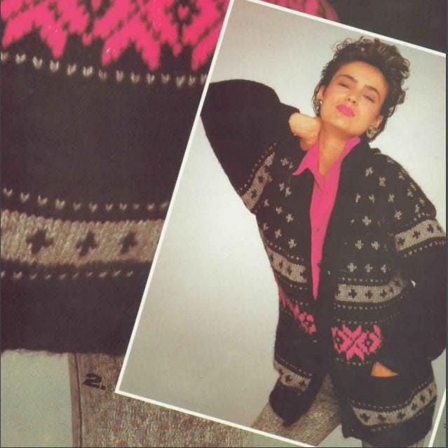 1980's 80s Eighties Vintage Coat & Jacket Beginner Friendly Knitting Pattern Skyler