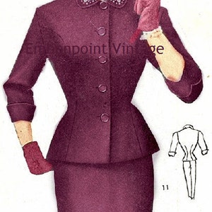 Plus Size or any size Vintage 1949 Suit Sewing Pattern PDF Pattern No 11 Lydia image 2