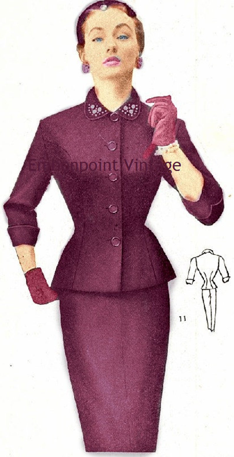 Plus Size or any size Vintage 1949 Suit Sewing Pattern PDF Pattern No 11 Lydia image 2