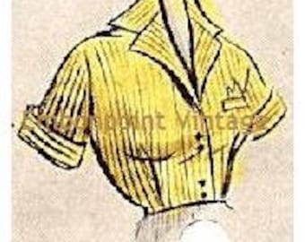 Plus Size (or any size) Vintage 1949 Blouse Sewing Pattern - PDF - Pattern No 64 Debra