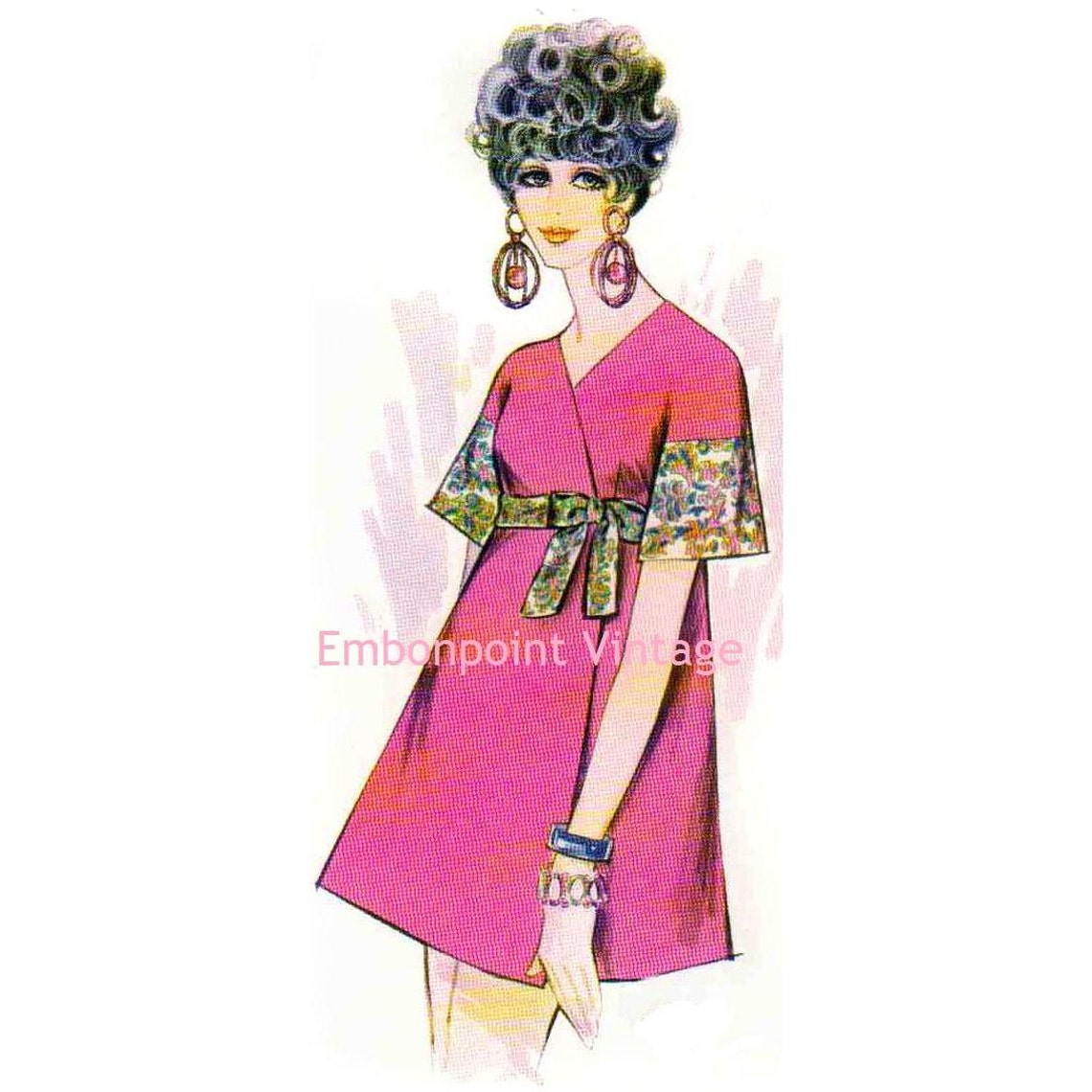 Plus Size (or Any Size) Vintage 1969 Wrap Dress Pattern - PDF - Pattern ...