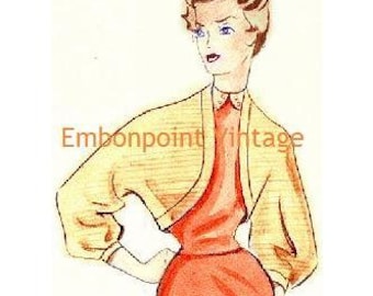 Plus Size (or any size) Vintage 1949 Bolero / Shrug Sewing Pattern - PDF - Pattern No 44 Daisy