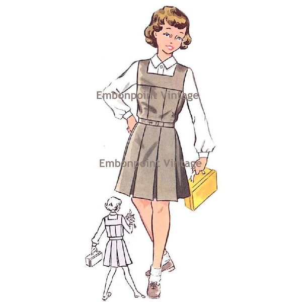Plus Size (or any size) Vintage 1950s School Uniform Pinafore Pattern - PDF - Pattern No 173 Melissa