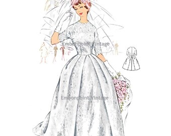 Plus Size (or any size) Vintage 1950s Wedding Dress Pattern - PDF - Pattern No 119 Lois