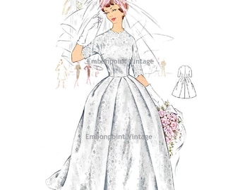 Plus Size (or any size) Vintage 1950s Wedding Dress Pattern - PDF - Pattern No 119 Lois