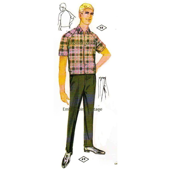 Plus Size (or any size) Vintage 1969 Men's Trousers Pattern - PDF - Pattern No 49 Keith Pants