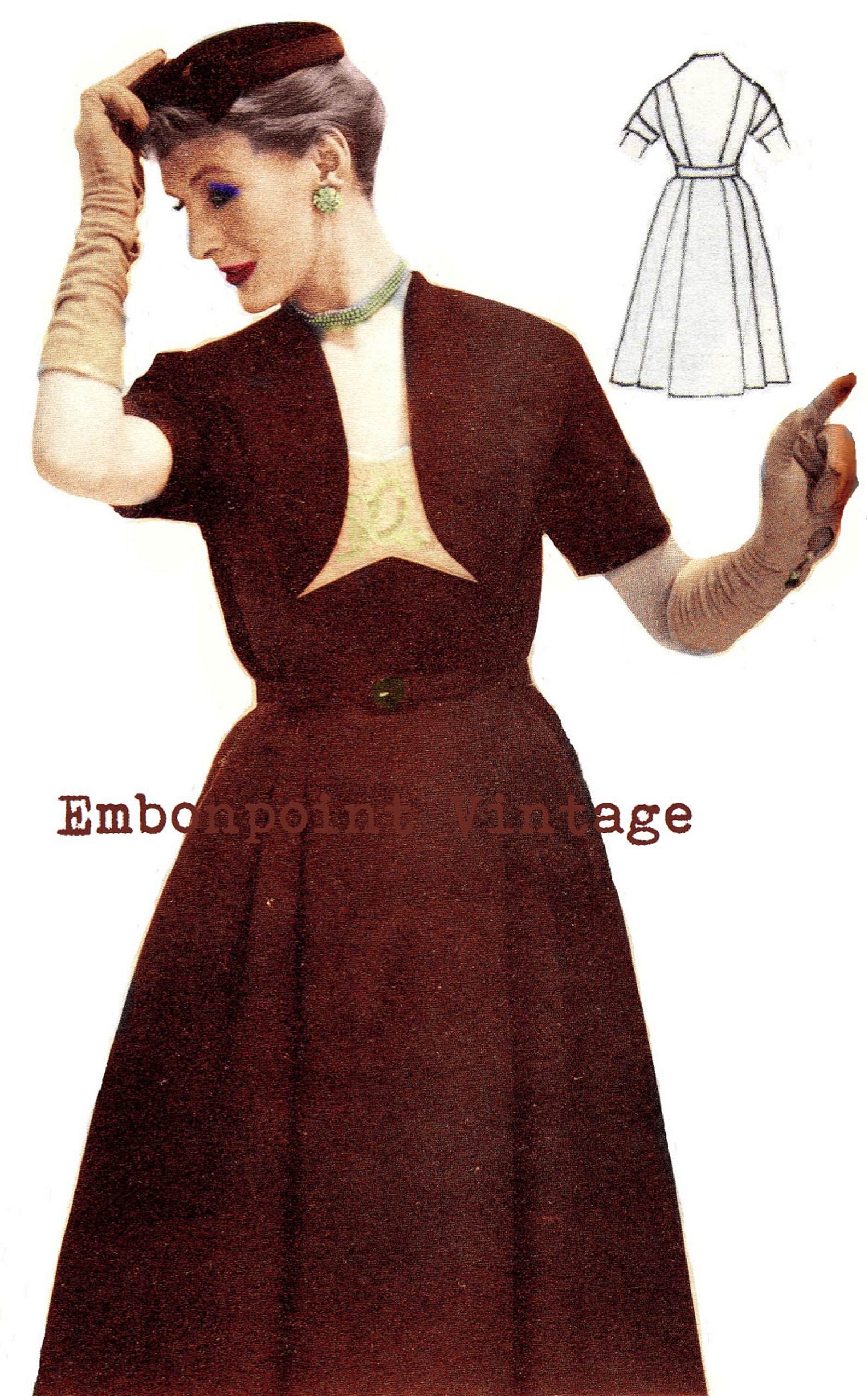 Vintage Sewing Pattern 1956 Dress PDF Plus Size or Any Size Etsy