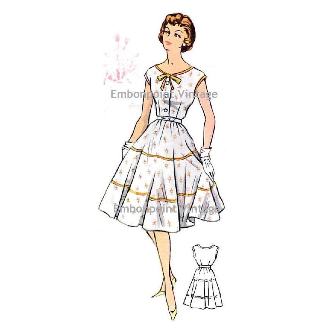 Plus Size Retro Pattern Plus Size (or Any Size) Vintage 1950s Dress Pattern - PDF - Pattern No ...