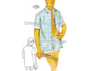 Plus Size (or any size) Vintage 1969 Shirt Pattern - PDF - Pattern No 123 Sean Shirt