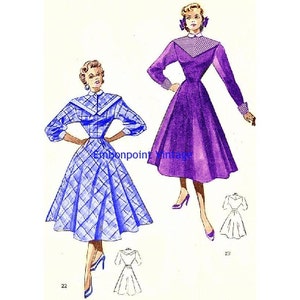 Plus Size (or any size) Vintage 1949 Dress Sewing Pattern - PDF - Pattern No 22 23 Alberta