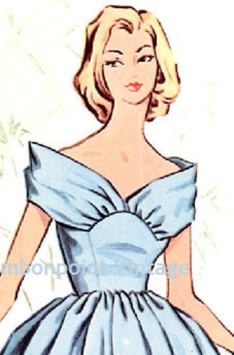 Plus Size or any size Vintage 1950s Bridesmaid Dress Pattern PDF Pattern No 117 Charlotte 50s Fashion Sewing Instant Download image 2