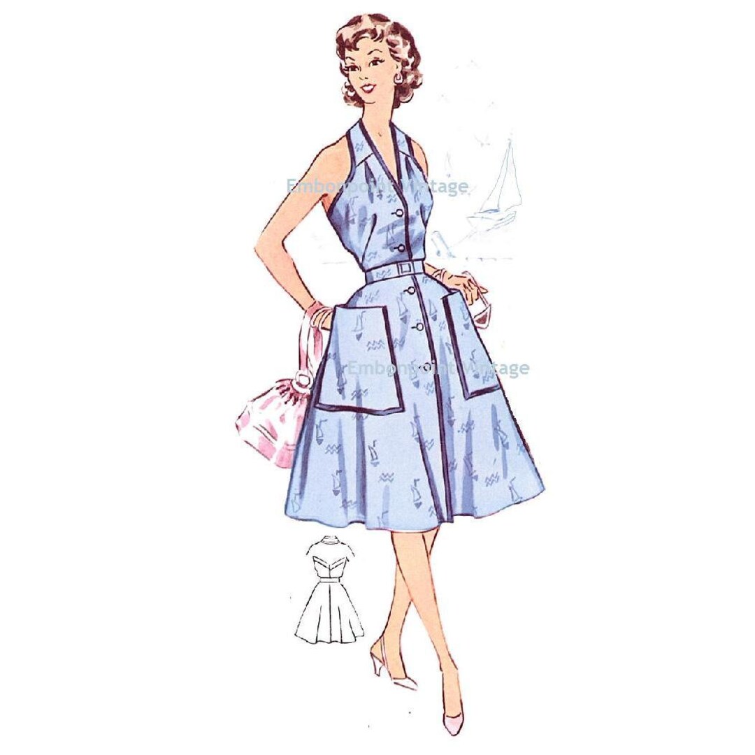 Plus Size Retro Pattern Plus Size (or Any Size) Vintage 1950s Dress Pattern - PDF - Pattern No ...