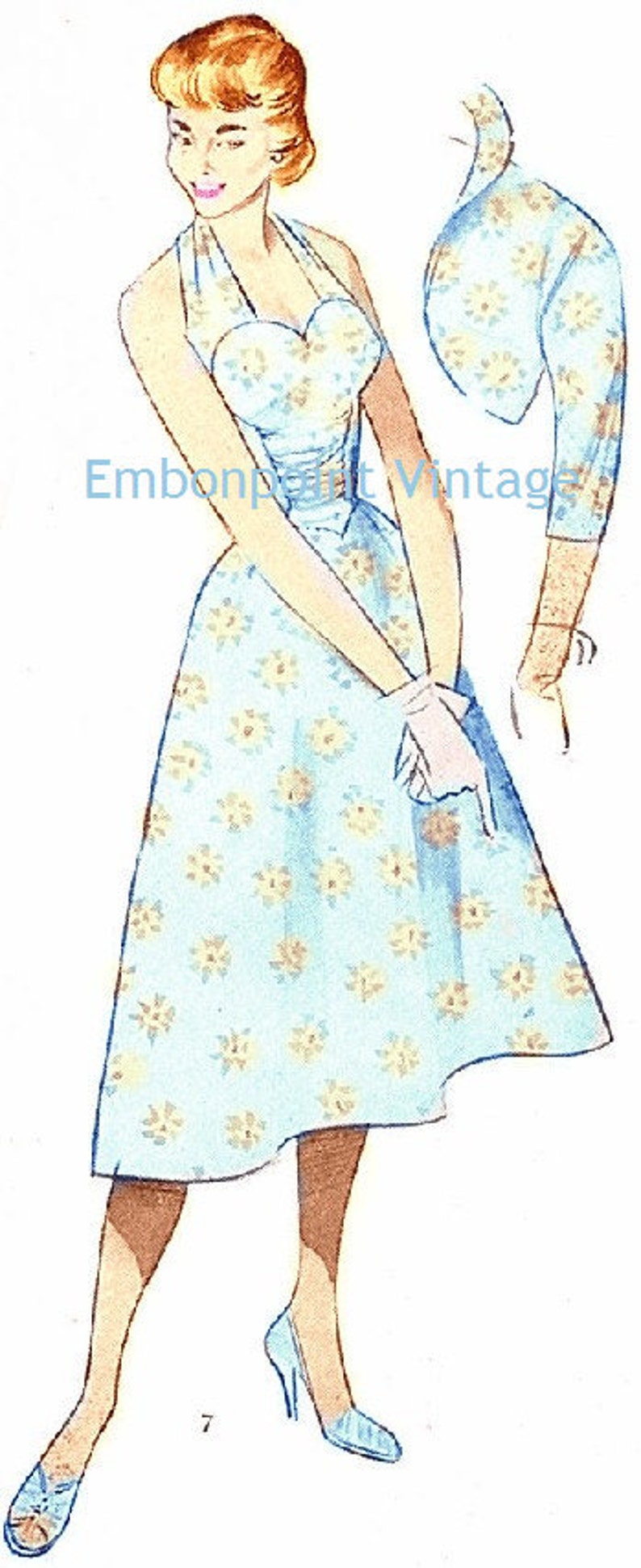 Plus Size or any size Vintage 1949 Dress & Bolero Sewing Pattern PDF Pattern No 7 Madeline image 3