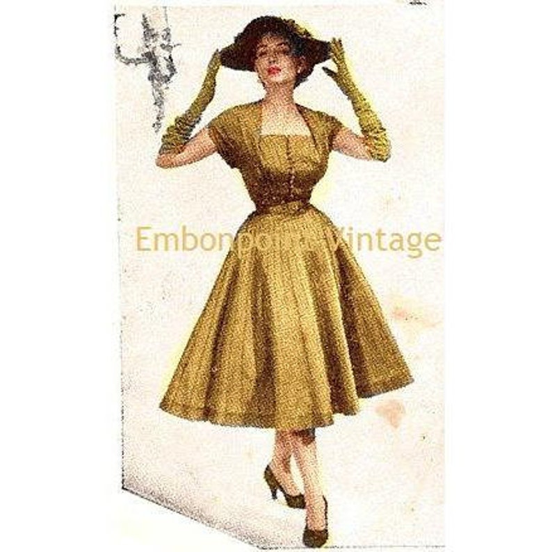 Plus Size or any size Vintage 1949 Dress PDF Pattern No 74 Carrie image 1