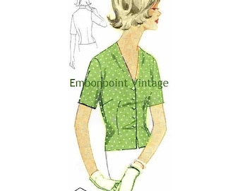 Plus Size (or any size) Vintage 1969 Blouse Pattern - PDF - Pattern No 127 Gladys