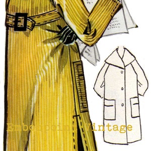 Vintage Sewing Patterns Plus Size or any size 1956 Trenchcoat Overcoat Raincoat PDF Pattern No 40 Jeanie image 2