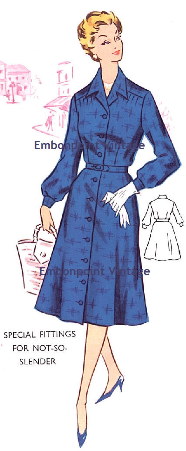 Plus Size or any size Vintage 1950s Dress Pattern PDF Pattern No 36: Shirley image 3