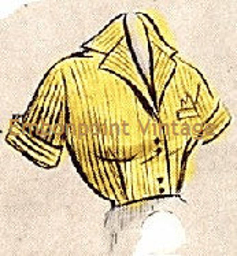 Plus Size or any size Vintage 1949 Blouse Sewing Pattern PDF Pattern No 64 Debra image 3