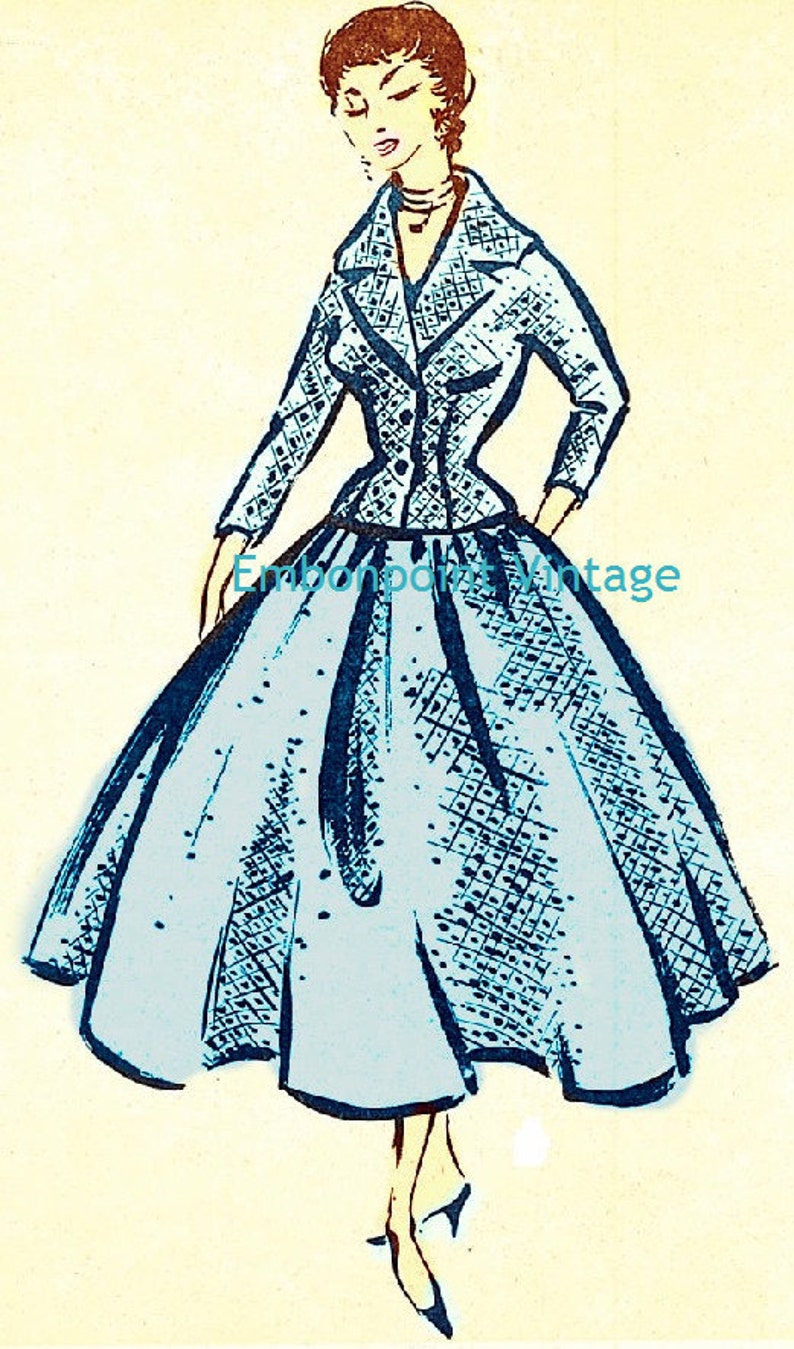 1950s Sewing Patterns | Dresses, Skirts, Tops, Mens Plus Size (or any size) Vintage 1949 Skirt Suit Sewing Pattern - PDF - Pattern No 59 Melba $10.32 AT vintagedancer.com