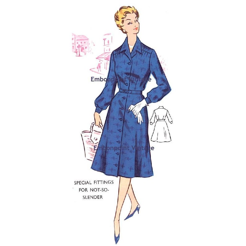 Plus Size or any size Vintage 1950s Dress Pattern PDF Pattern No 36: Shirley image 1