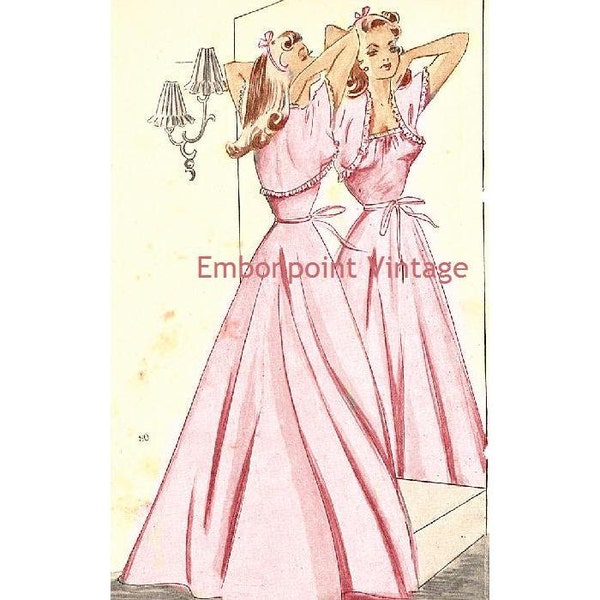 Plus Size (or any size) Vintage 1949 Nightgown - PDF - Pattern No 80 Florence  1940s 1950s 50s Fashion Sewing Instant Download