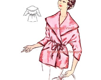 Plus Size (or any size) Vintage 1950s Beach Coat Pattern - PDF - Pattern No 121 Stephanie